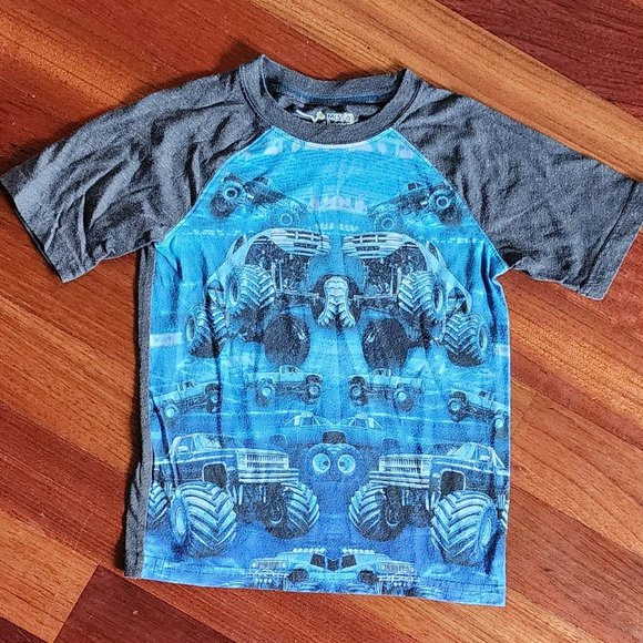 Jumping Beans Blue Monster Truck Mania T-Shirt Size 5/6 (M) - Picture 2 of 7